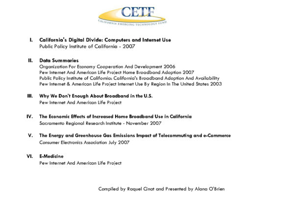 CETF Broadband Usage and Adoption Data Summary portfolio thumbnail