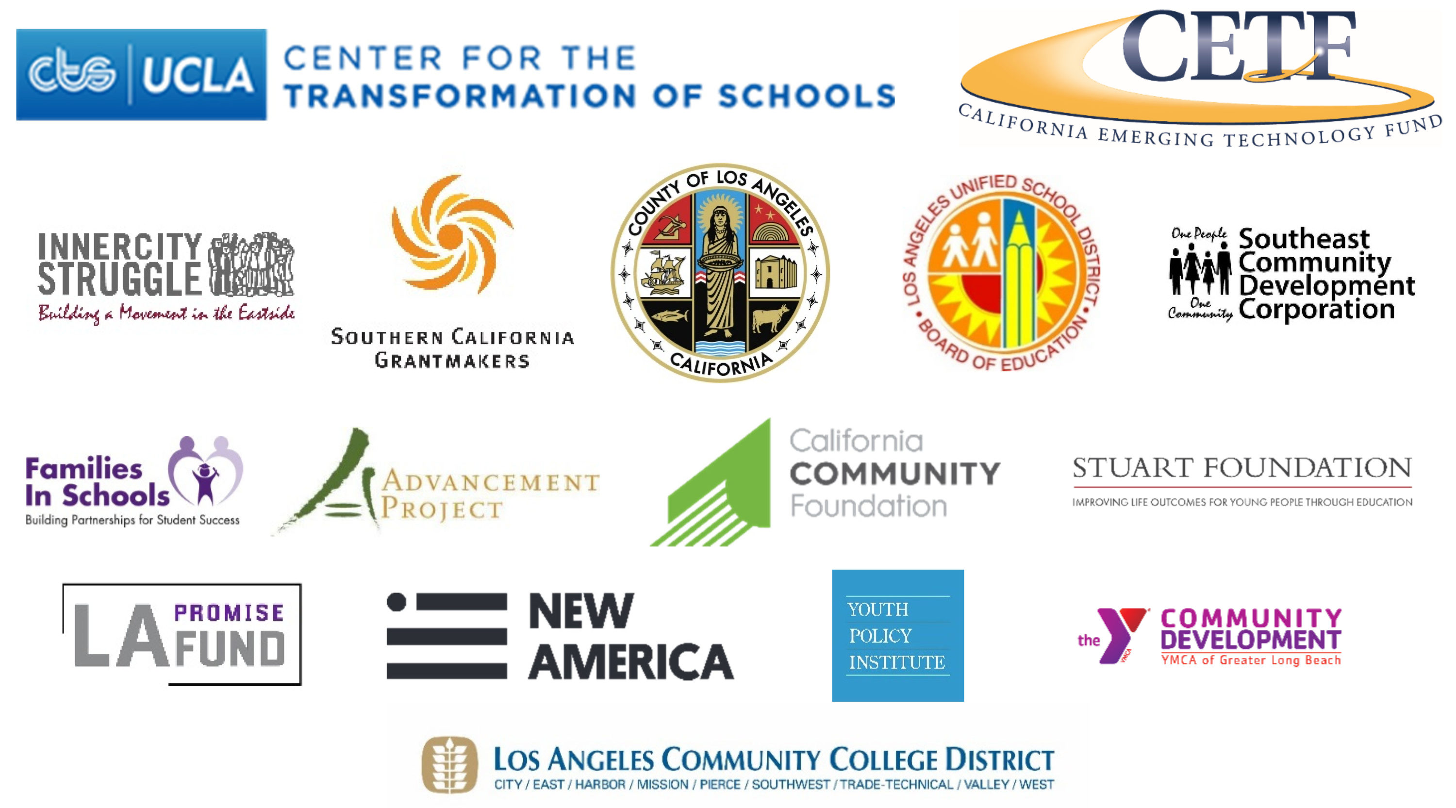 Transforming Schools and Neighborhoods through Digital Inclusion Los Angeles Region Advisory Logos