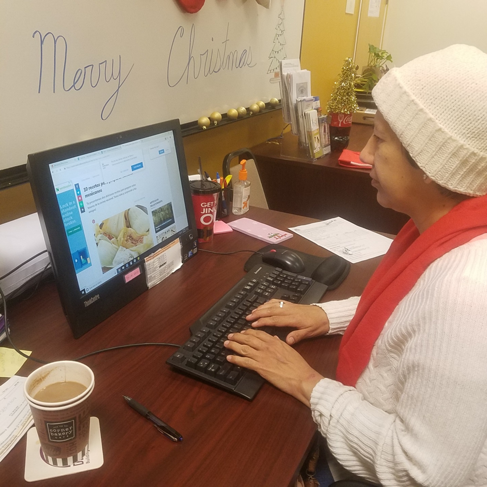 Guisela Fuentes is building her digital skills at Delhi Center’s free computer classes.