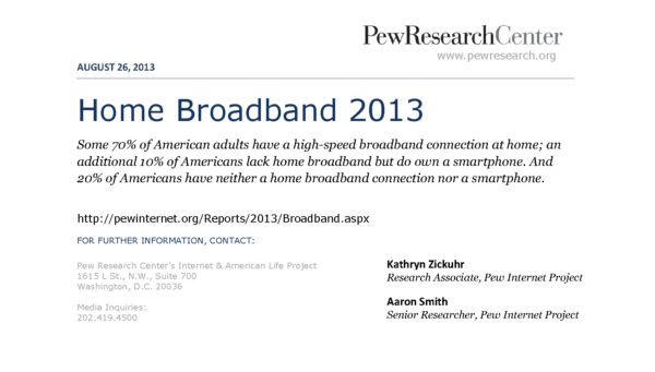 Home Broadband 2013 Pew portfolio thumbnail